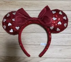 赤いハート型スパンコールカチューシャ