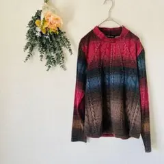 レディース カットソー トップス / 長袖 ボーダー ハイネック 婦人