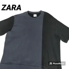 ザラ ZARA スウェット ニット 半袖 トレーナー 異素材 アシンメトリーのサムネイル