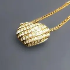 未使用　スワロフスキーゴールドハートネックレス ストーン付き両引きぷっくりハート