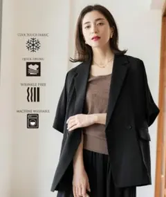 OPAQUE.CLIP 5分袖テーラードジャケット ブラック Mのサムネイル