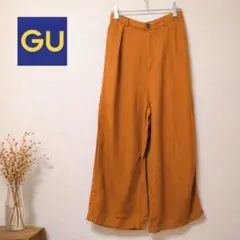 GU タックワイドパンツ オレンジ ハイウエスト 美脚