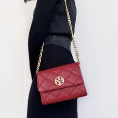 極美品✨トリーバーチ　ウィラ　ショルダーバッグ　チェーンウォレット　赤系