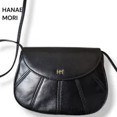 ハナエモリ　ショルダーバッグ　ポーチ　クロス　斜め掛け　可愛い　ブラック　レザー