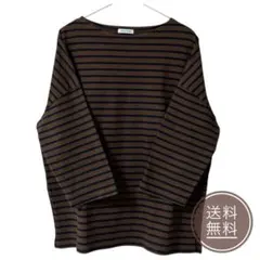 【美品】FORK＆SPOON ビッグボートネックボーダー BRN×NVY