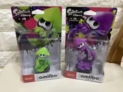 スプラトゥーン amiibo イカ 新品 ✖️中古　パープル＆ネオングリーン