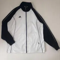adidas トラックジャケット 3XO 白黒 ジャージ　 刺繍ロゴ〈305〉