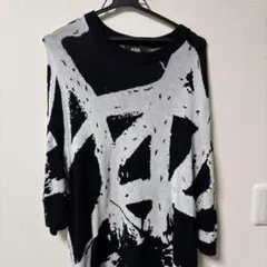 AZUL 黒白七分袖カットソー