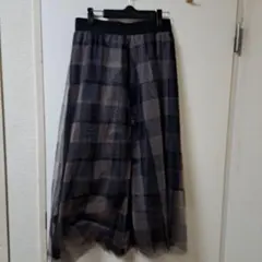 お値下げ(^^ゞチェック柄チュールロングスカート