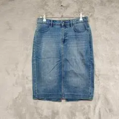 UNIQLO♡膝丈 デニムスカート タイト バックスリット W61H88