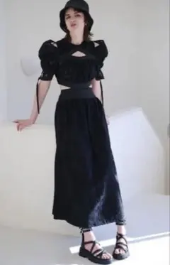 【新品未使用☆タグ付】SNIDELスイッチング　デコルテ　オープン　ワンピース