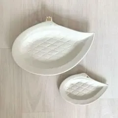 よしざわ窯 大きな白鳥のお皿く金彩＞＆白鳥の小皿く金彩＞2枚セット 益子焼のサムネイル