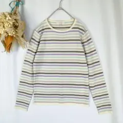 AWAW junko shimada ニット ボーダー M 紫 茶 .1785