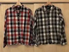 FAT チェックシャツ　ブロックシャツ　赤　黒　2着セット