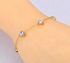 ゴールド 【残1】超人気激かわ紫ハート♡ ブレスレット サージカルステンレス