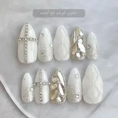 【現品】フラッシュネイル／クロス／キルティング／埋め尽くし／y2k／ブライダル