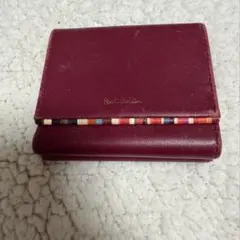 ポールスミス　三つ折り財布　赤系