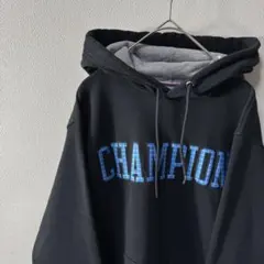 Champion パーカー ブラック ワンポイント ロゴ 古着 vintage