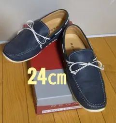 REGAL ドライビングシューズ スリッポン 24㎝ ネイビー 箱付き