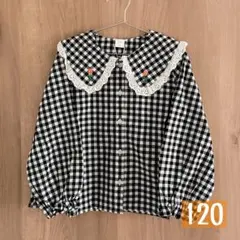 【新品タグ付】futafuta チューリップ刺繍襟付きチェックブラウス♡