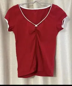 Brandy Melville リボンデザイン 半袖カットソー 赤のサムネイル