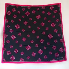 GIVENCHY ハンカチ 50cm ロゴ 黒 ピンク 大判