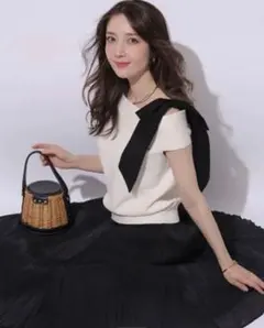 【大人気完売商品】アプワイザーリッシェ　2WAYアシメリボンゆるニット