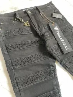 VALABASAS バラバサス ロゴラインストーンスキニーフレアデニム 30