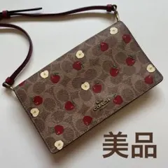 【美品】 COACH コーチ りんご柄 ウォレット お財布ショルダーバッグ