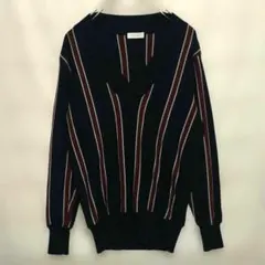 BEAUTY&YOUTH ストライプ Vネックニット　ウール混　長袖