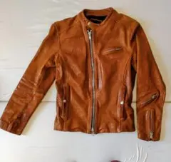レディース ブラウンレザ- ジャケット羊革 これから最適！