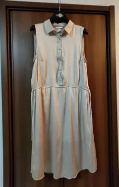H&M ノースリーブシャツワンピース US 8 ベージュ