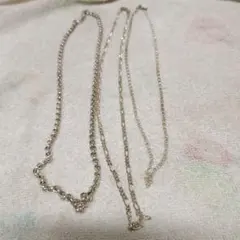 シルバーチェーンネックレス3本セット ロールチェーン　フィガロチェーン