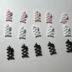 ネイルパーツ リボン 編み上げ ホワイト ブラック 15個セット