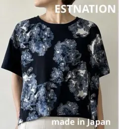 ESTNATION Tシャツ　ジャガード織　ネイビー