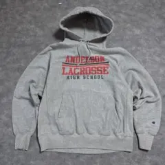 T*5様 チャンピオン リバースウィーブ パーカー L グレー カレッジロゴ　メ