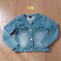 デニムジャケット　Gジャン　ノーカラー