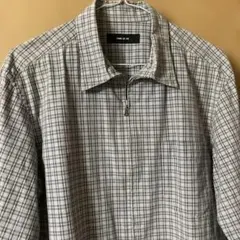 COMME CA ISM チェック柄長袖グレー☆ジップアップシャツ☆