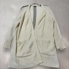 アルマーニエクスチェンジ ロングニットカーディガン ケーブル編み ホワイト L