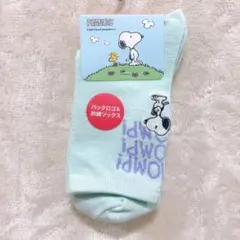 PEANUTS スヌーピー 刺繍クルーソックス サイズ20〜24cm ブルー