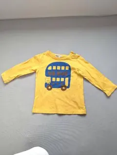 Hot Biscuits 長袖Tシャツ 90cm 黄色 バス柄 ミキハウス