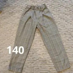 ユニクロ　140　タックワイドテーパード　チェック　女の子