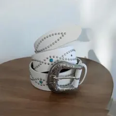 ウエスタンベルト 白 y2k　アメカジ　グランジ　アンティーク　スタッズ　韓国