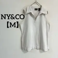 NY&CO ハーフジップ ノースリーブ トップス 白 M y2k プレッピー