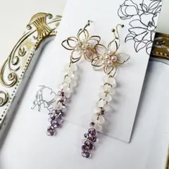 大人のチェコビーズ・春ピンク・揺れるしだれ桜ピアス7