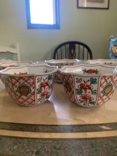 花柄八角形ボウル5個セット