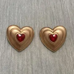 ハートのビジューデザインピアス　y2k フェアリーグランジ　バレエコア