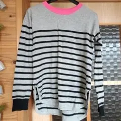 GAP長袖カットソー グレーと黒のストライプ