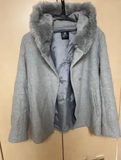 elvence IDEUX グレー ファー付きフードコート