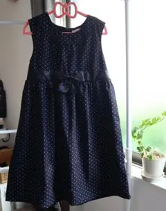 マザウェイズ／フォーマルネイビードットワンピース140
